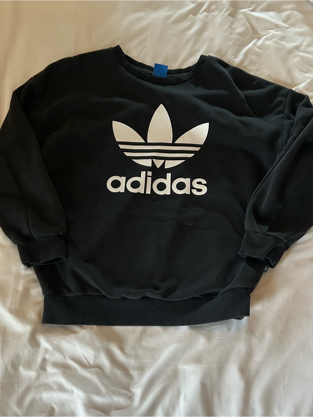 adidas Black Crewneck Sweatshirt with White Trefoil Logo